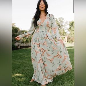 NWT Baltic Born Olivia Maxi Dress in sage + peach floral